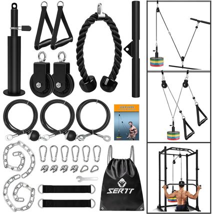 SERTT Weight Cable Pulley System Gym, Upgraded Cable Pulley Attachments for LAT