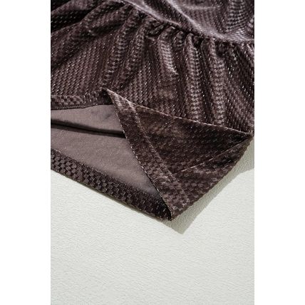 Dark Brown Textured Velvet V Neck Shift Dress