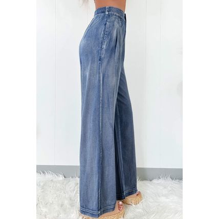 Dusk Blue Acid Wash Wide Leg High Waist Jeans