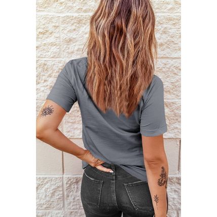 Gray Checkered Bow Crawfish Printed Summer Tee
