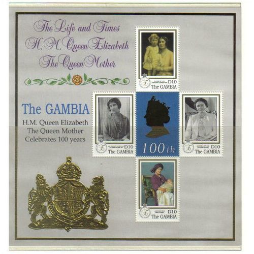 2000 THE GAMBIA QUEEN MOTHERS 100th birthday MINISHEET MNH SGMS3233