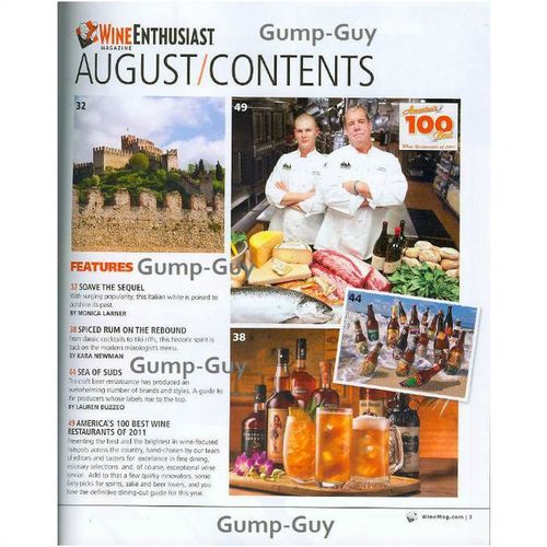 Wine Enthusiast magazine August 2011 Best Win Restaurants unique recipes