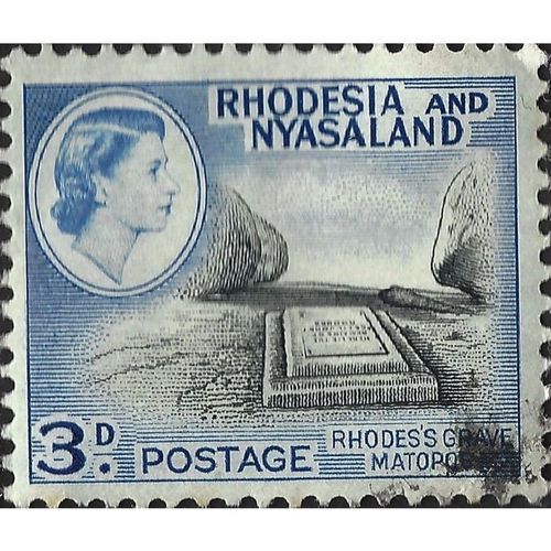 RHODESIA & NYASALAND, Rhodes Grave Matopos, blue 1959, 3d, #4