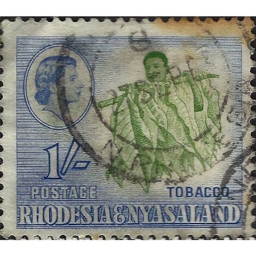 RHODESIA & NYASALAND, Tobacco, blue 1959, 1/-, #4