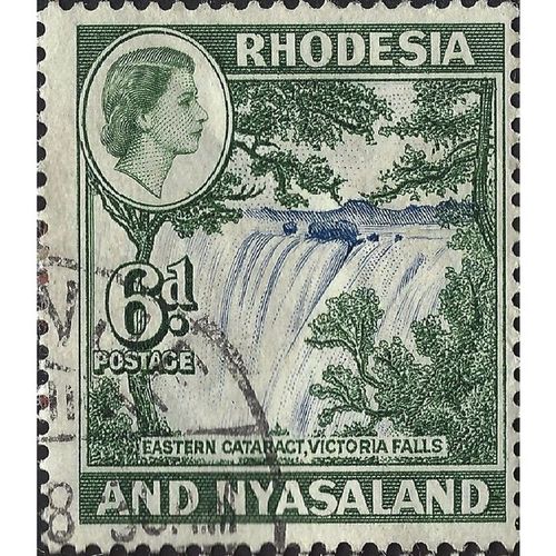 RHODESIA & NYASALAND, Eastern Cataract Victoria Falls, green 1959, 6d, #4