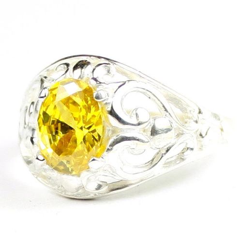 Golden Yellow CZ, 925 Sterling Silver Ladies Ring, SR111