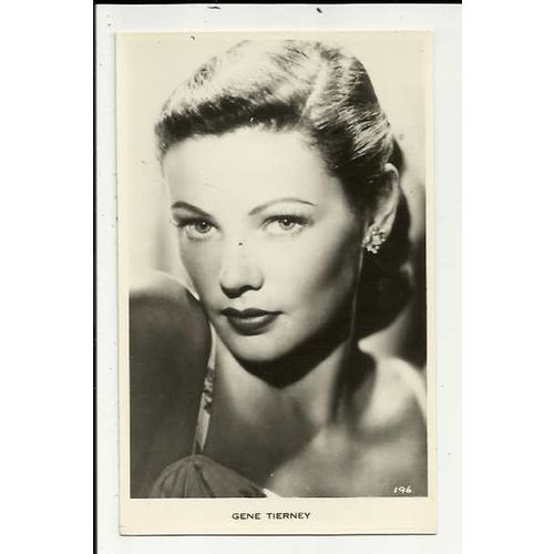 GENE TIERNEY Postcard by Valentine (196)