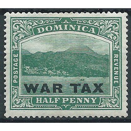 Dominica 1918 SG57 1/2d Deep Green WAR TAX Mounted Mint..