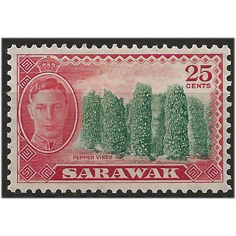 Sarawak 1950 SG181 25c Carmine & Scarlet Mounted Mint . ..