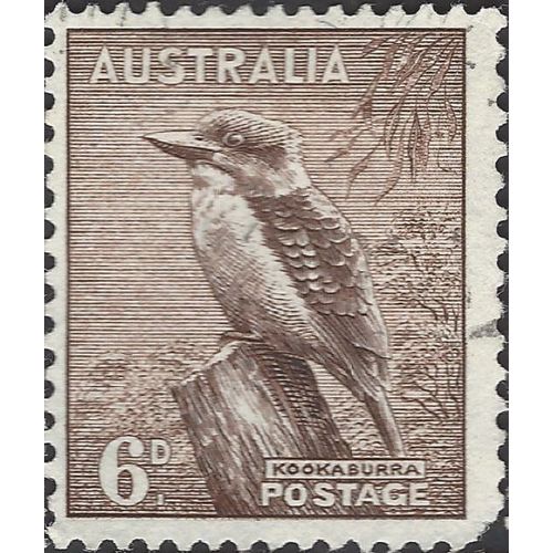 AUSTRALIA, BIRD, Kookaburra, brown 1956, 6d