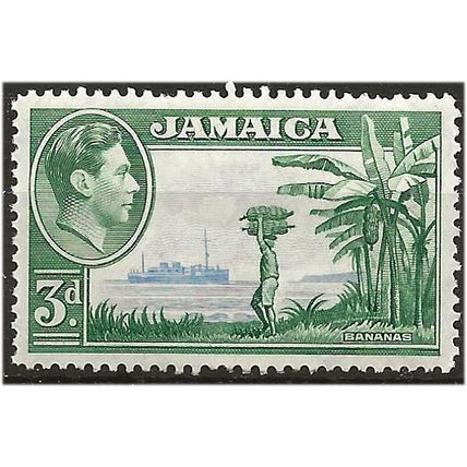 Jamaica 1949 SG126c 3d Greenish-Blue & Ultramarine Mounted Mint . .. .