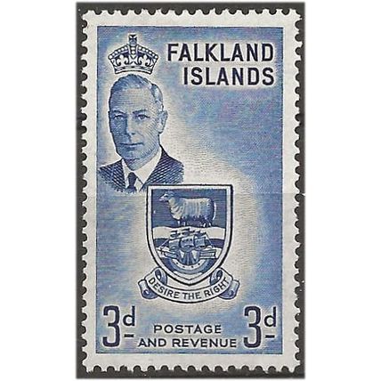Falkland Island 1952 SG176 3d Deep Ultramarine Mounted Mint . .. .