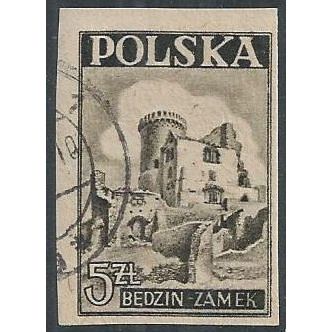 Mi 441 a: 5 Zl. grey-olive Definitive Stamp: Bedzin Castle.
