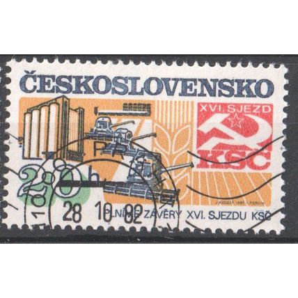 CZECHOSLOVAKIA 1982 Farming - Harvesting Motor Vehicle Food Emblem Exports - cto