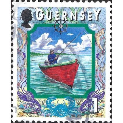 GUERNSEY, Fishing Boat, blue 1999, 1p, #3
