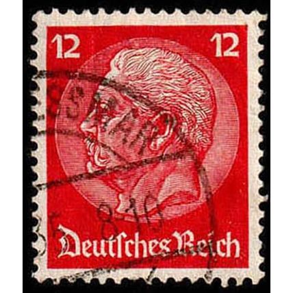 Germany 1933 Reich Famous People Paul von Hindenburg 12Pf Used Stamp.