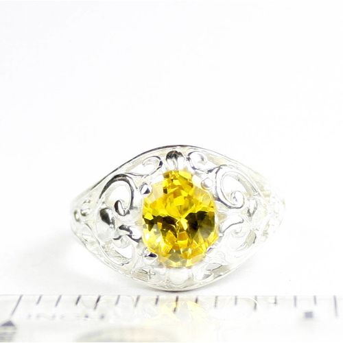 Golden Yellow CZ, 925 Sterling Silver Ladies Ring, SR111