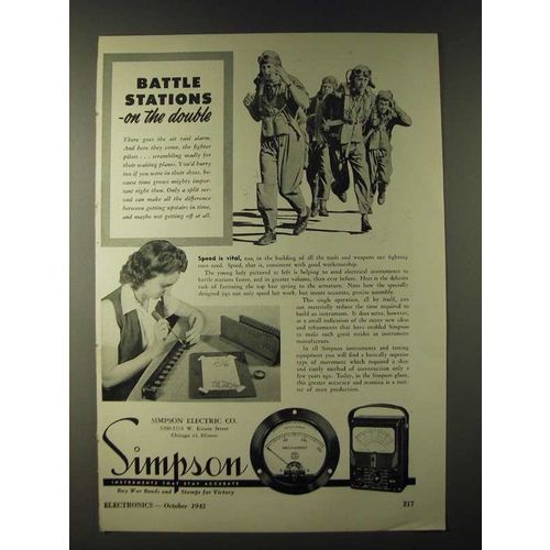 1943 Simpson Electric Company Ad - Battle stations - on the double
