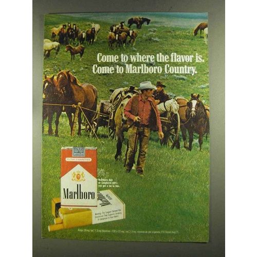 1972 Marlboro Cigarettes Ad - Horses and Cowboys