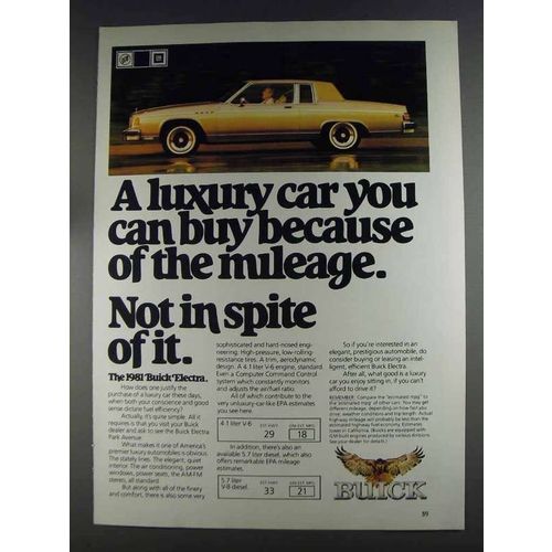 1981 Buick Electra Ad - Buy Because of the Mileage