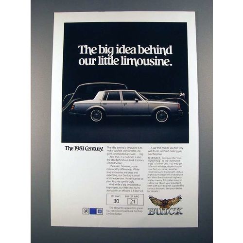 1981 Buick Century Limited Sedan Car Ad - Big Idea