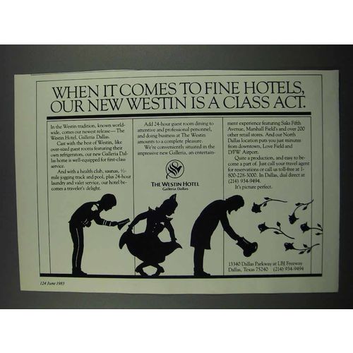1983 The Westin Hotel Ad - A Class Act