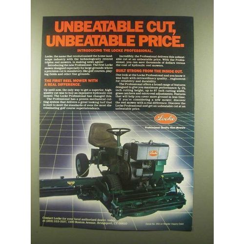 1985 Locke Professional Reel Mower Ad - Unbeatable Cut