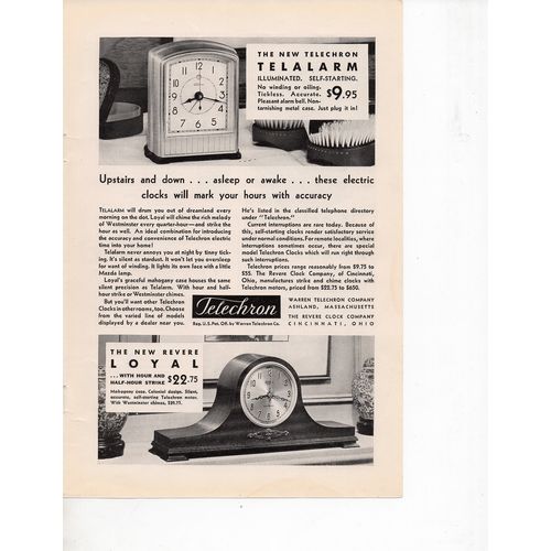 Telachron Telalarm Clock vintage magazine Print Ad November 1931