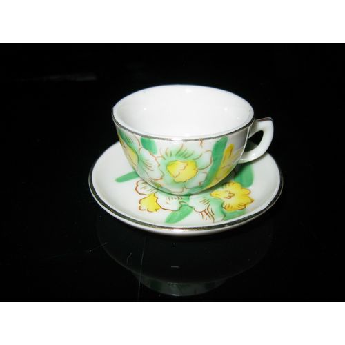 Vintage Hand Painted Mini March Daffodils Cup & Saucer Set - Made in Japan