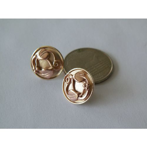 15 mm pr 9k YELLOW & ROSE SOLID GOLD EARRINGS