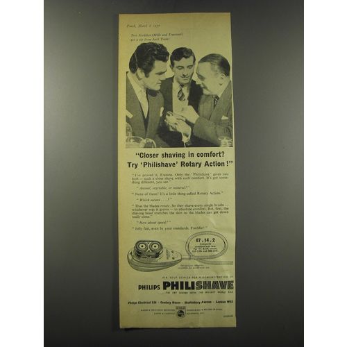 1957 Philips Philishave Ad - Freddie Mills, Freddie Trueman and Jack Train