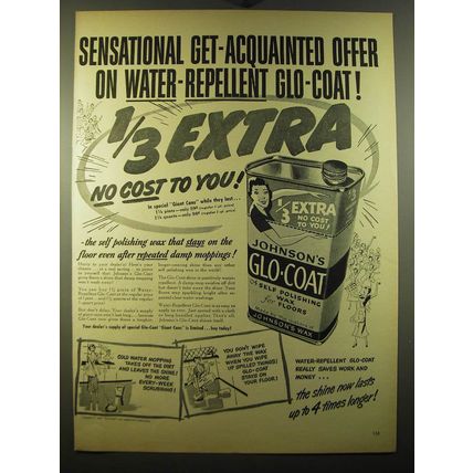 1950 Johnson's Glo-Coat Wax Ad - Sensational get-acquainted offer