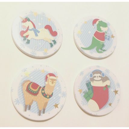 Christmas Coasters Set of 4 Novelty Coasters Featuring Animals Dressed for Xmas