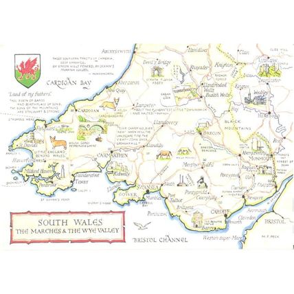 United Kingdom; land map; South Wales the Marches and the Wye valley