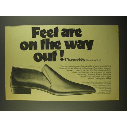 1967 Church's Lima Shoes Ad - Feet are on the way out
