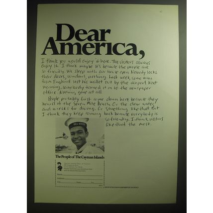 1974 Cayman Islands Tourism Ad - Dear America