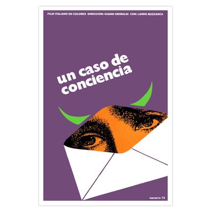 Movie Poster.UN CASO conciencia.Italian film by Gianni Grimaldi.Purple cuckold