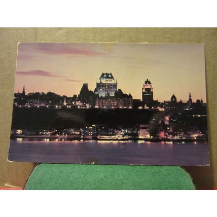 NIGHT SKYLINE, QUEBEC, CANADA used postcard 1980 pm =
