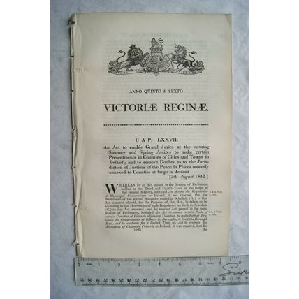 1842 Act of Parliament: Grand Juries & Justices of he Peace, Ireland