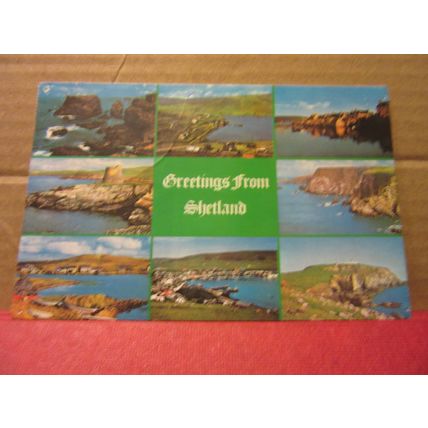 multiview, SHETLAND, SCOTLAND used postcard 1984 pm Colourmaster #