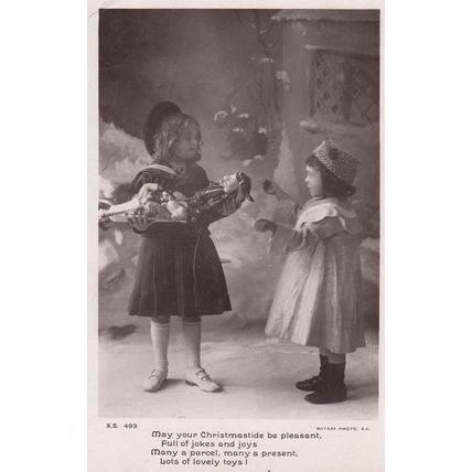 Child Toymaker Giant Egyptian Doll Real Photo Christmas Old Postcard