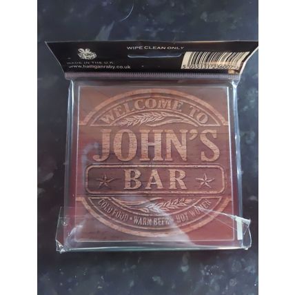 Personalised Bar Crest Coaster - John's Bar, Thick Plastic