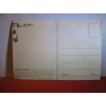 THE CHESHIRE CHEESE TAVERN, LONDON unused postcard dated 1972 #