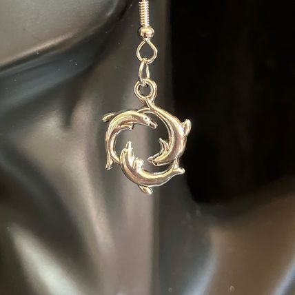 Dolphin Design Dangle Earrings Zinc Alloy #578