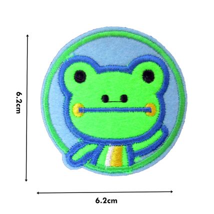 Frog Iron On Patch Badge 6.2X6.2CM Motif Children's Fun Badges Motif Kids P557