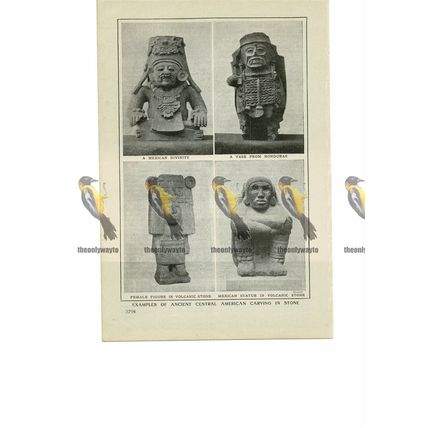 Ancient Central American Stone Carvings, Book Illustration (Print), 1909
