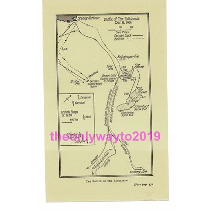 Battle of Falklands Plan 1914, Book Illustration (Print), c1920