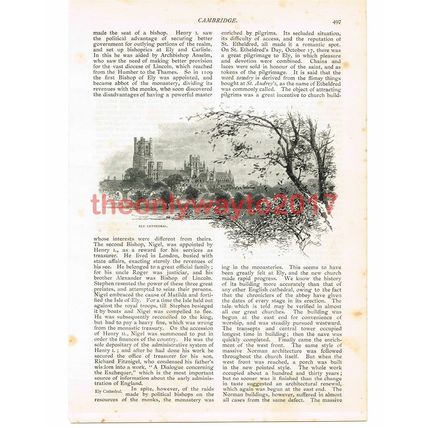 Ely Cathedral, Cambridgeshire, Victorian Book Illustration, 1897