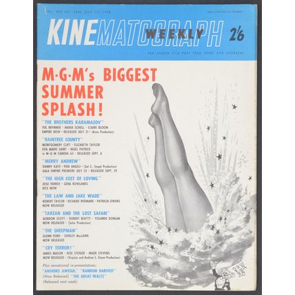 KINE WEEKLY 1958 A Question of Adultery - A Night To Remember UK MAGAZINE
