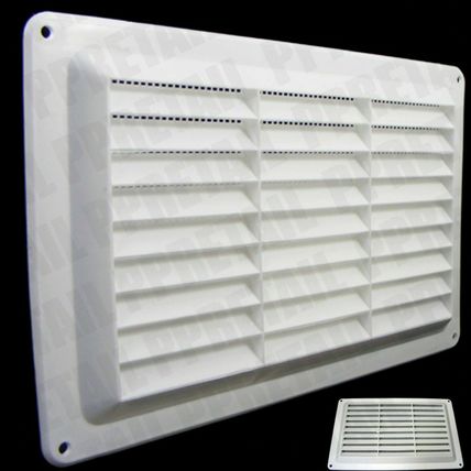 BRICK AIR VENT White Double Louvred Fly Screen 9"x 6" Ventilation Grille Cover